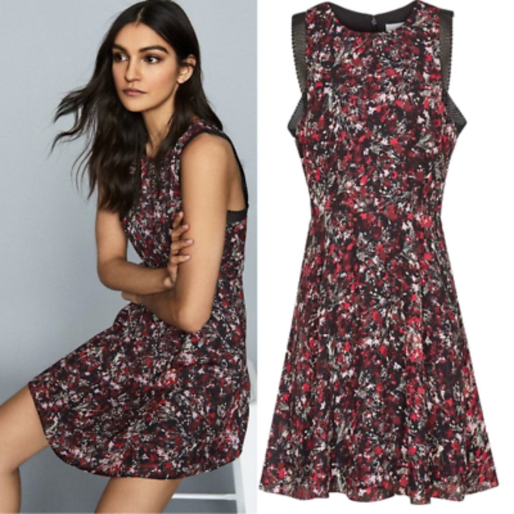 Reiss Louise Ditsy Floral Print Dress Us Size 2, Uk 6